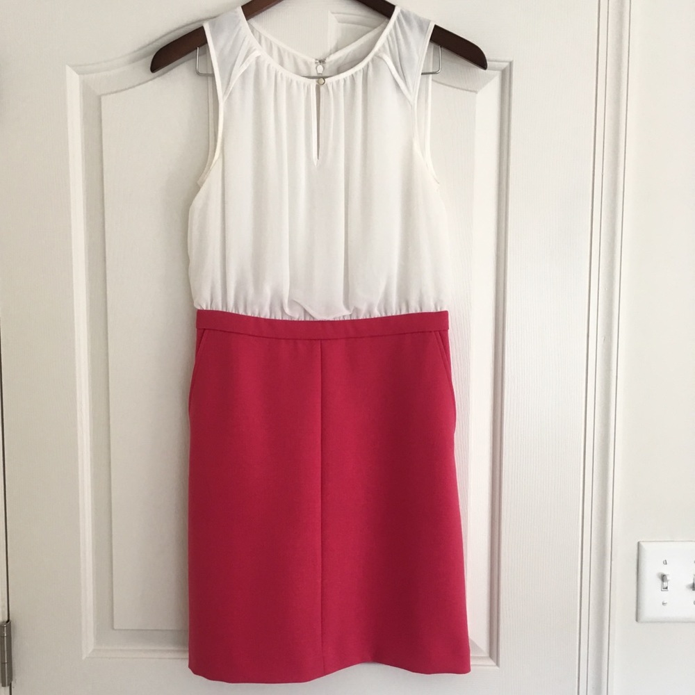 Sleeveless White and Pink Loft Dress